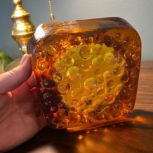Midcentury Amber Glass Ashtray. Very thick and heavy! - Picture 3 of 6